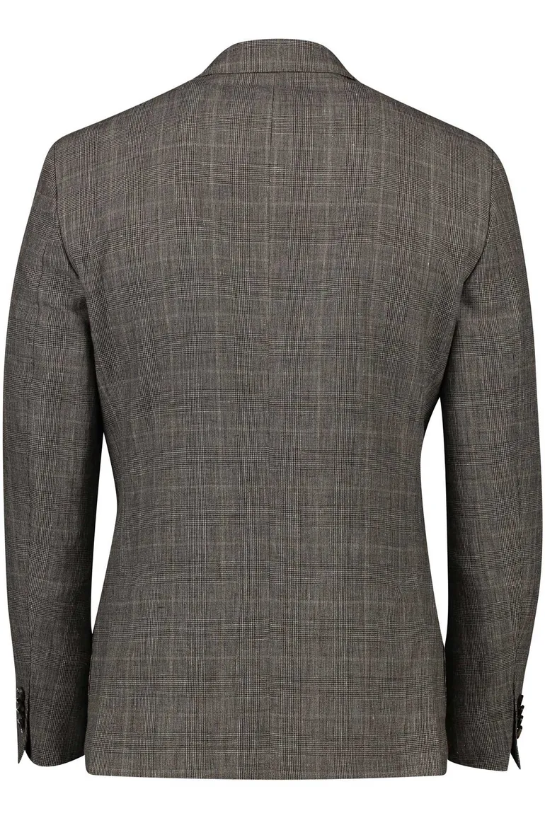 Dressler colbert beige geruit linnen, wol normale fit