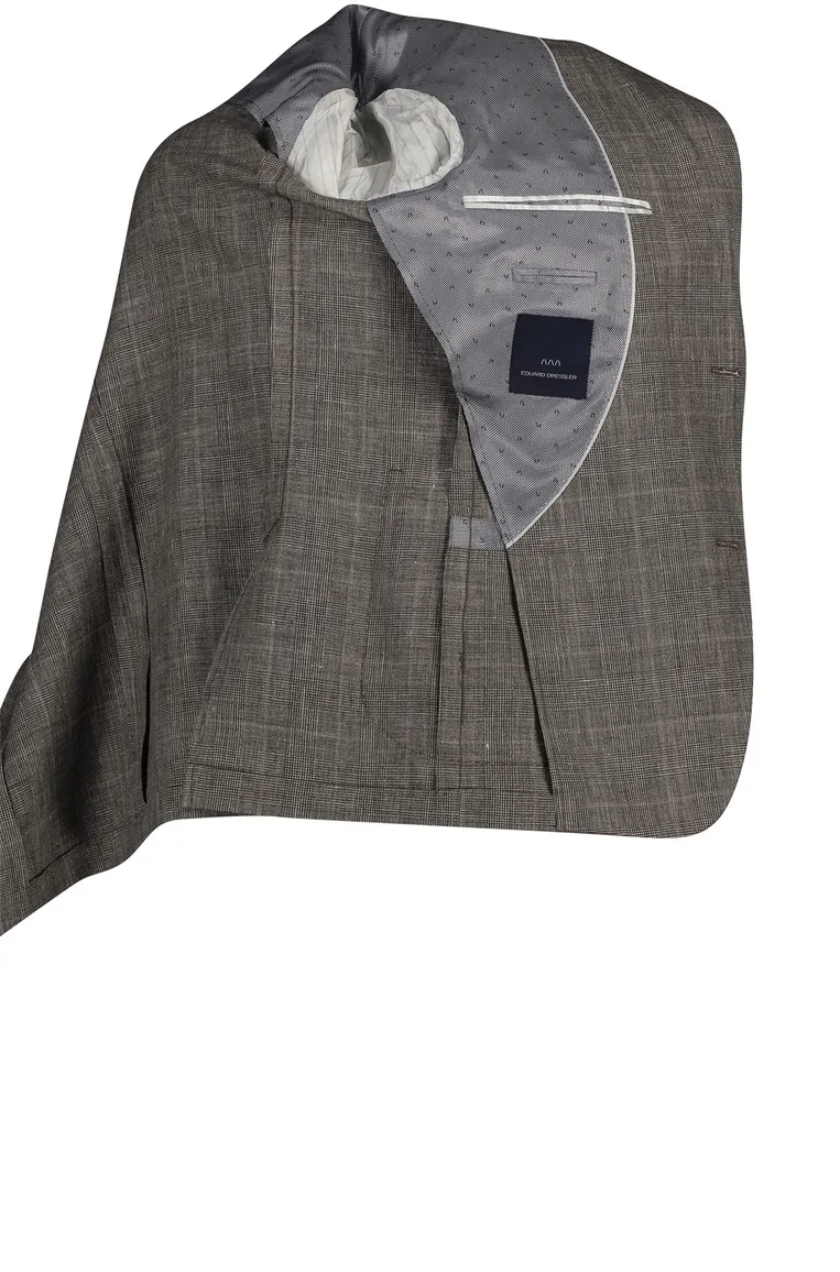 Dressler colbert beige geruit linnen, wol normale fit