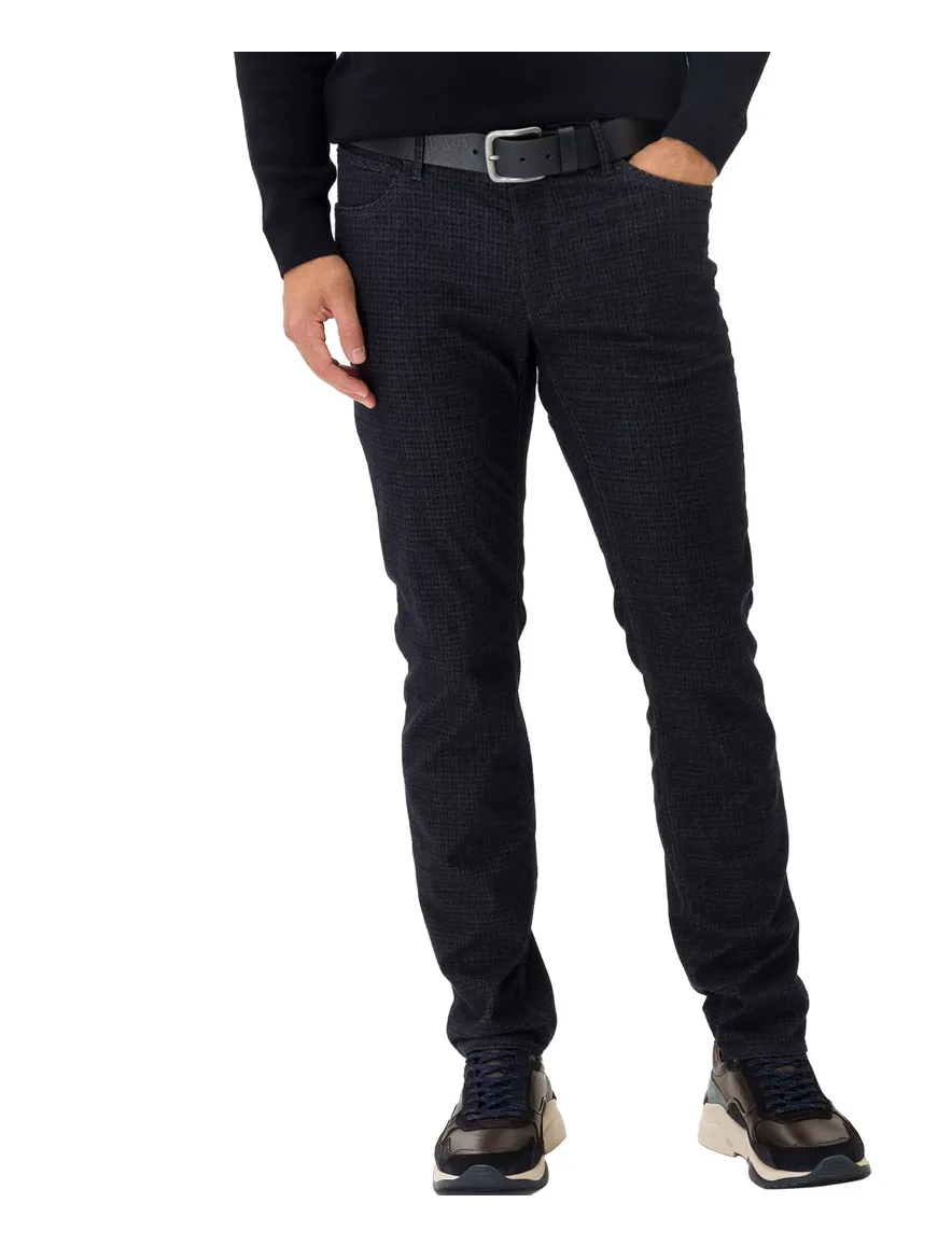 Brax 5-pocket pantalon donkerblauw print