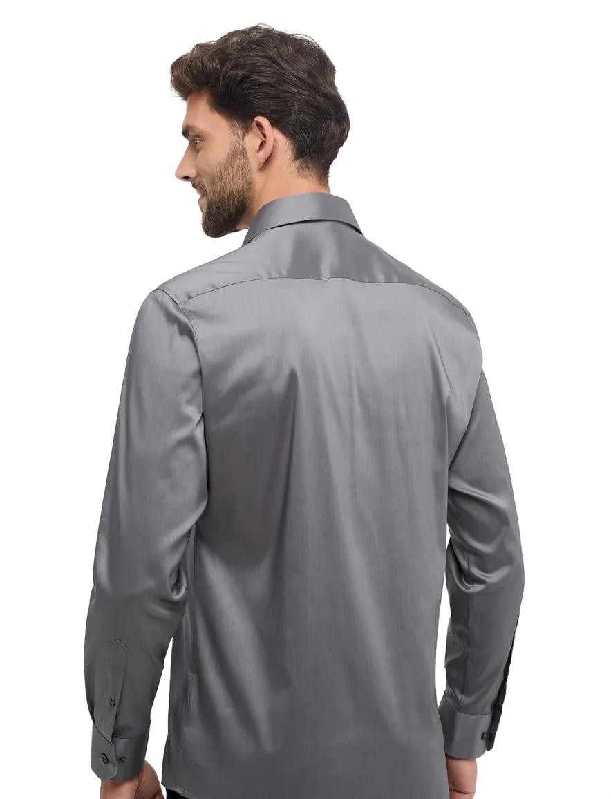 Eterna overhemd grijs effen lyocell modern fit