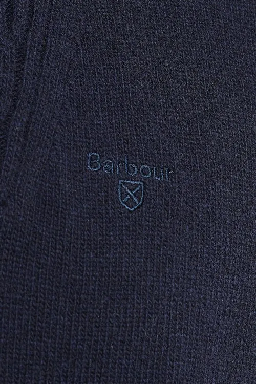 Barboor half zip donkerblauw wol gebreid