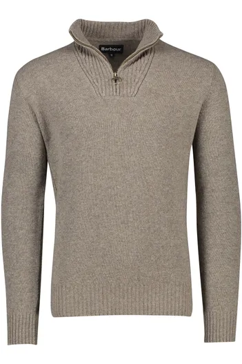 Barbour Barbour trui opstaande kraag beige effen merinowol