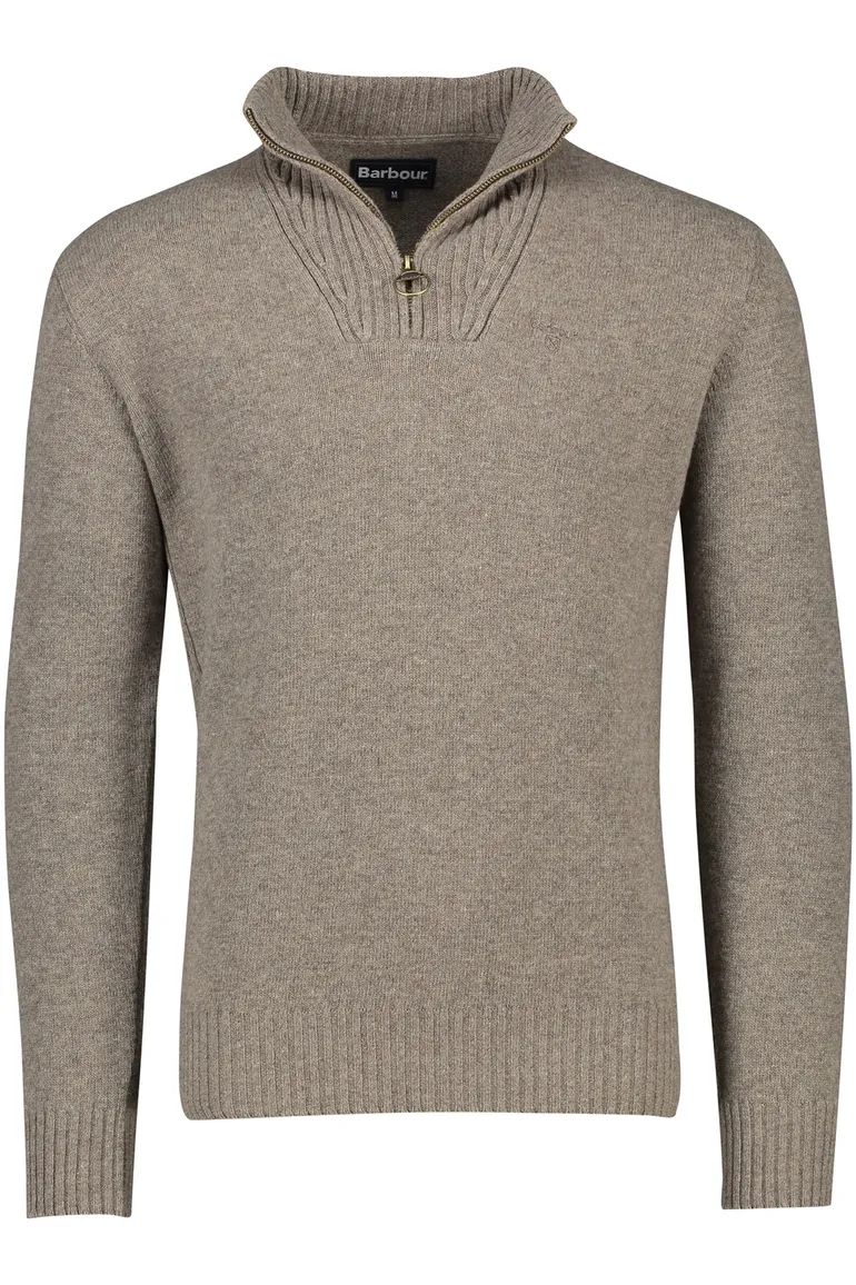 Barbour trui opstaande kraag beige effen merinowol