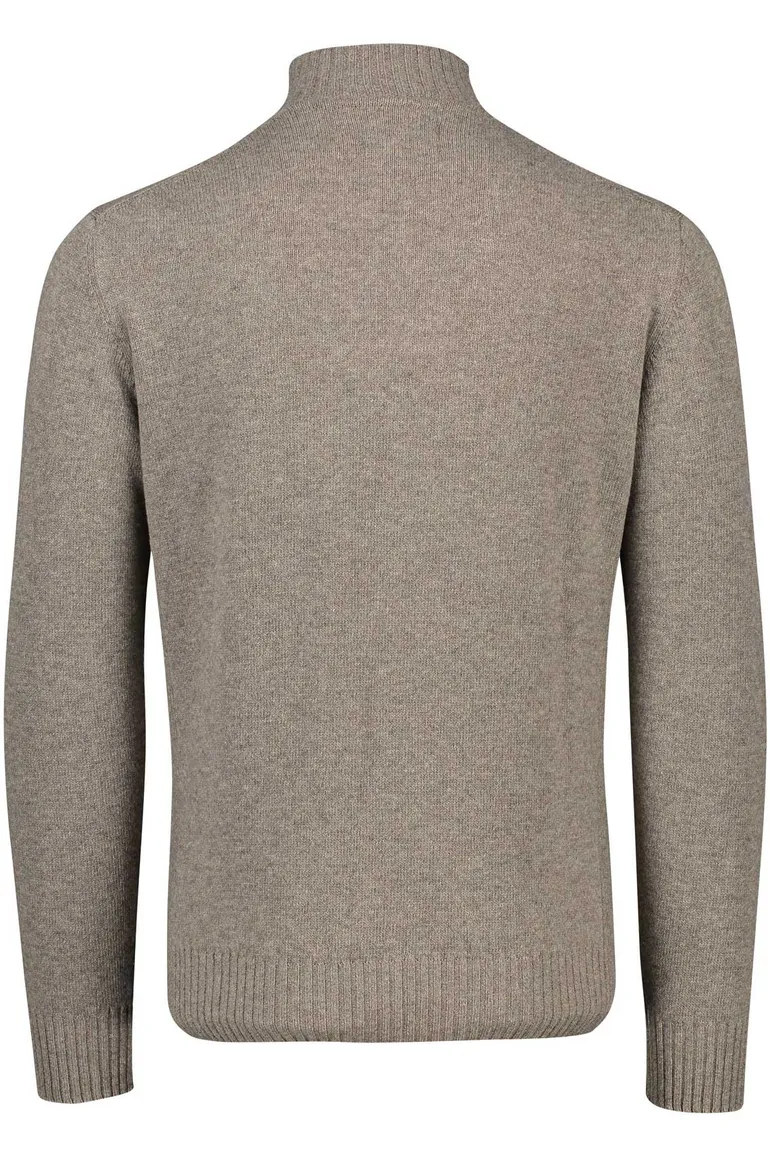 Barbour trui opstaande kraag beige effen merinowol