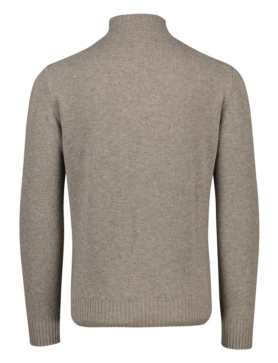 Barbour trui opstaande kraag beige effen merinowol