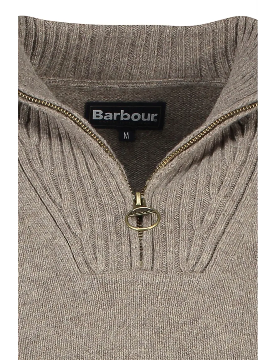 Barbour trui opstaande kraag beige effen merinowol