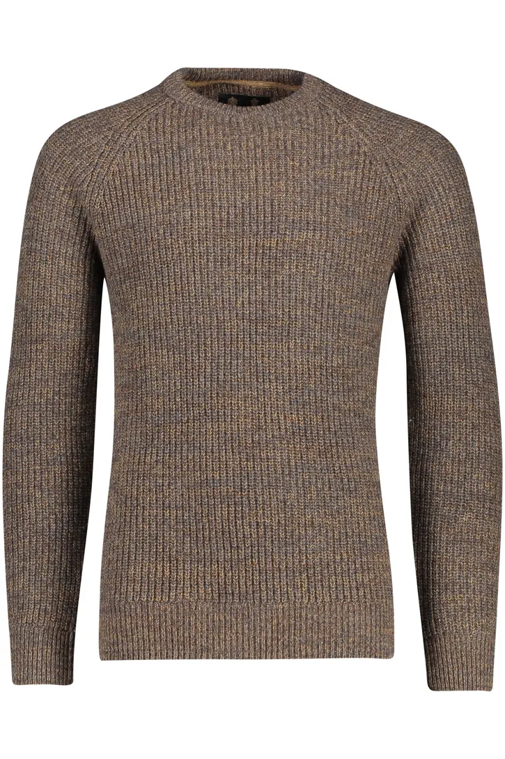 Barbour beige trui ronde hals lamswol