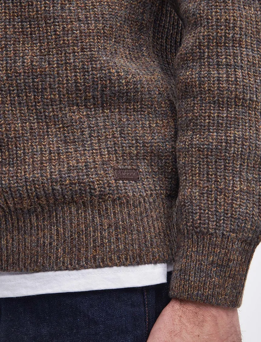 Barbour beige trui ronde hals lamswol
