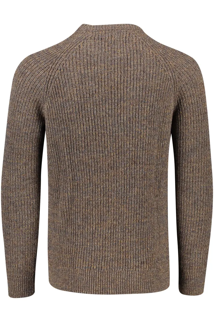 Barbour beige trui ronde hals lamswol