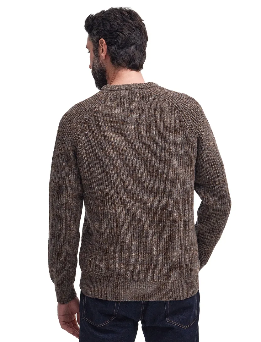 Barbour beige trui ronde hals lamswol