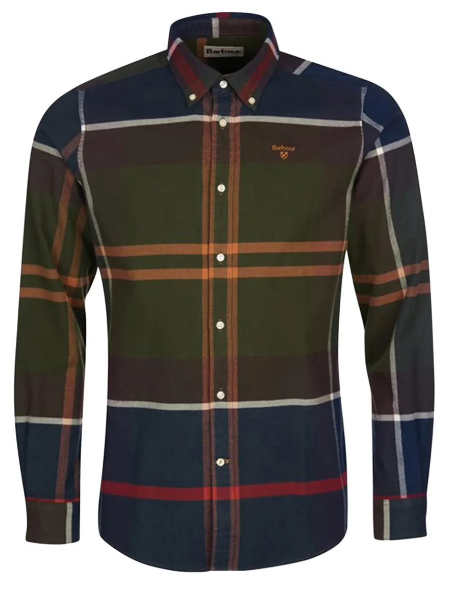 Katoenen Barbour casual overhemd normale fit groen geruit