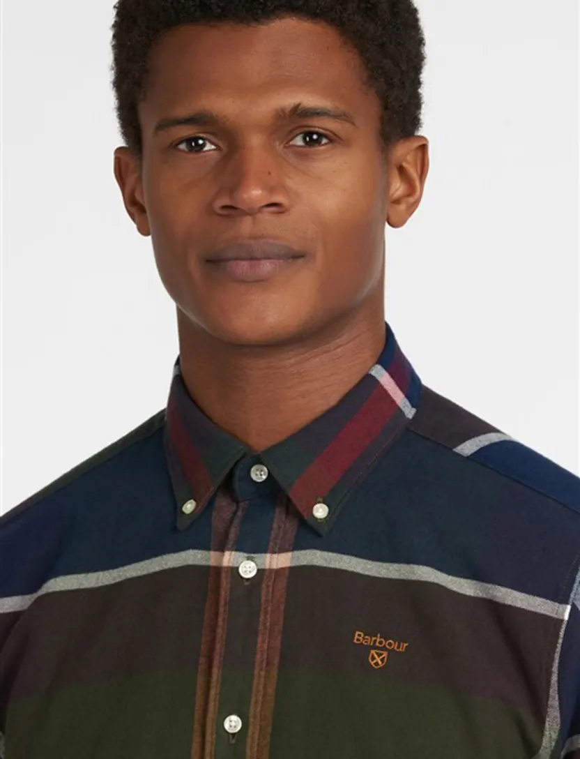 Katoenen Barbour casual groen geruit overhemd normale fit