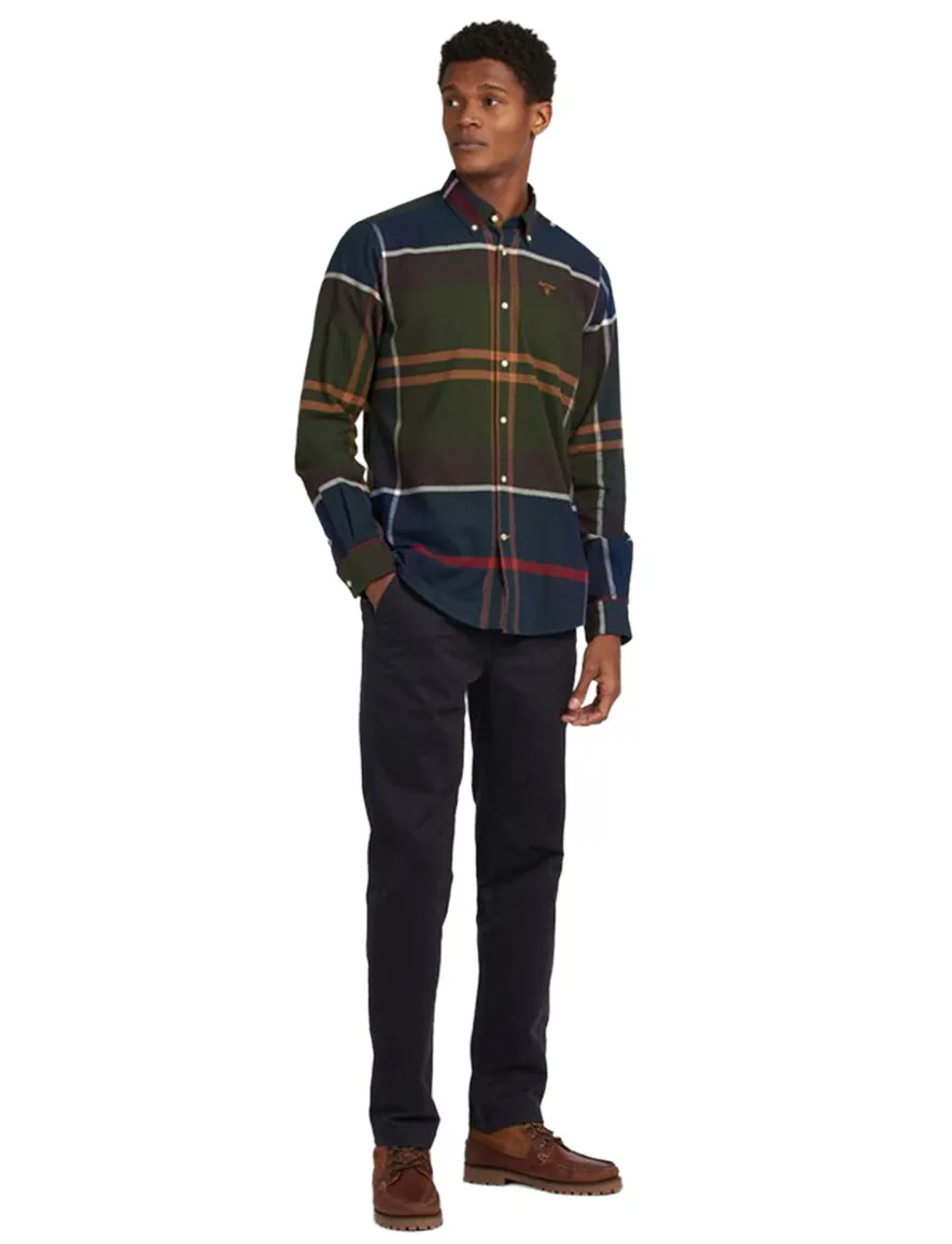 Katoenen Barbour casual overhemd normale fit groen geruit
