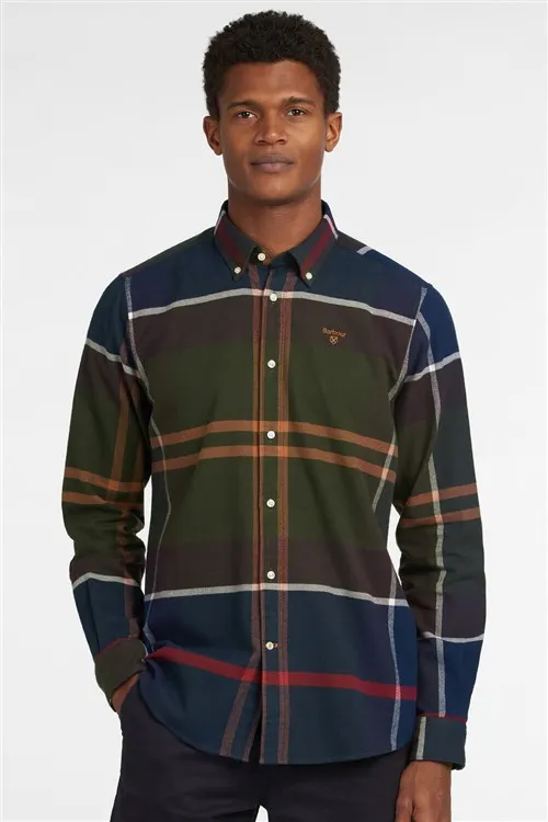 Katoenen Barbour casual overhemd normale fit groen geruit