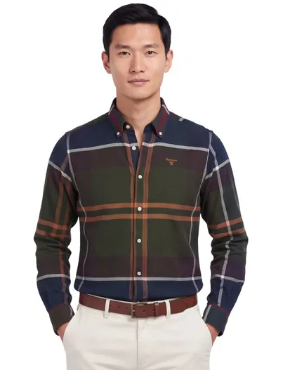 Barbour Katoenen Barbour casual groen geruit flanel overhemd normale fit