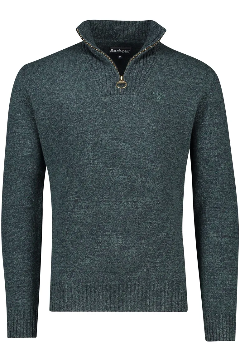 Barbour trui opstaande kraag groen effen wol