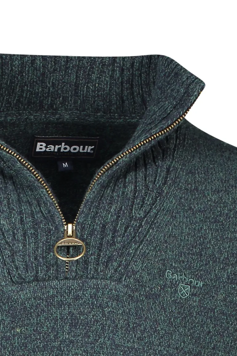 Barbour trui opstaande kraag groen effen wol