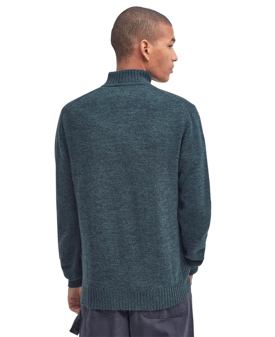 Barbour trui opstaande kraag groen effen wol