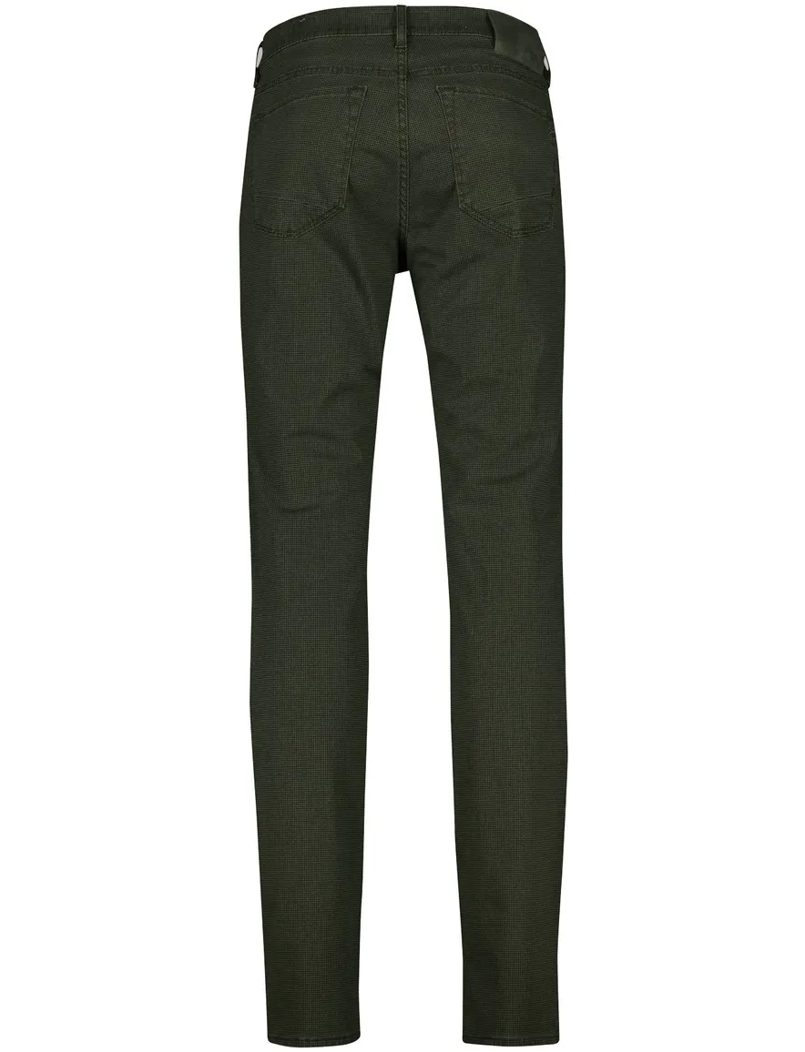 Brax broek Chuck donkergroen geprint katoen normale fit