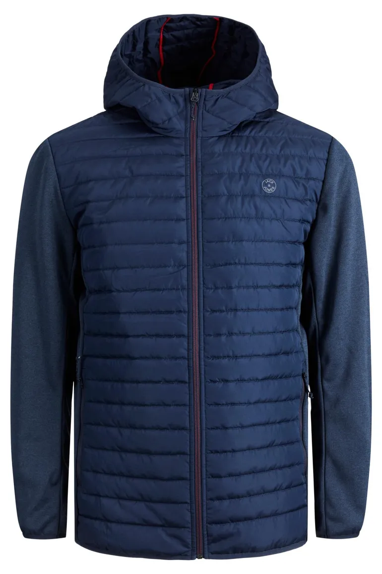 Jack & Jones Plus Size tussenjas blauw effen rits normale fit