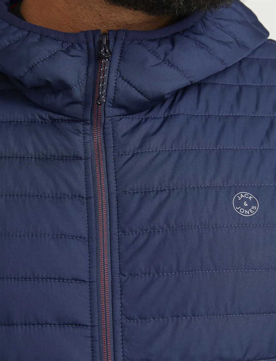 Jack & Jones Plus Size tussenjas blauw effen rits normale fit