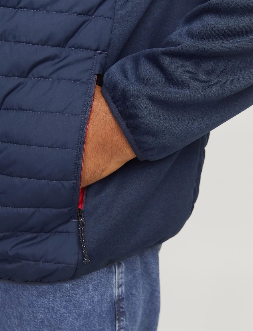Jack & Jones Plus Size tussenjas blauw effen rits normale fit