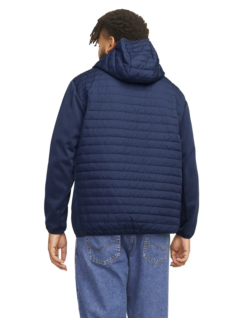 Jack & Jones Plus Size tussenjas blauw effen rits normale fit