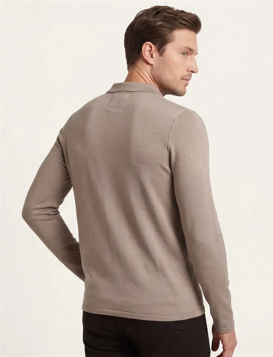 Butcher of Blue polo lange mouw beige