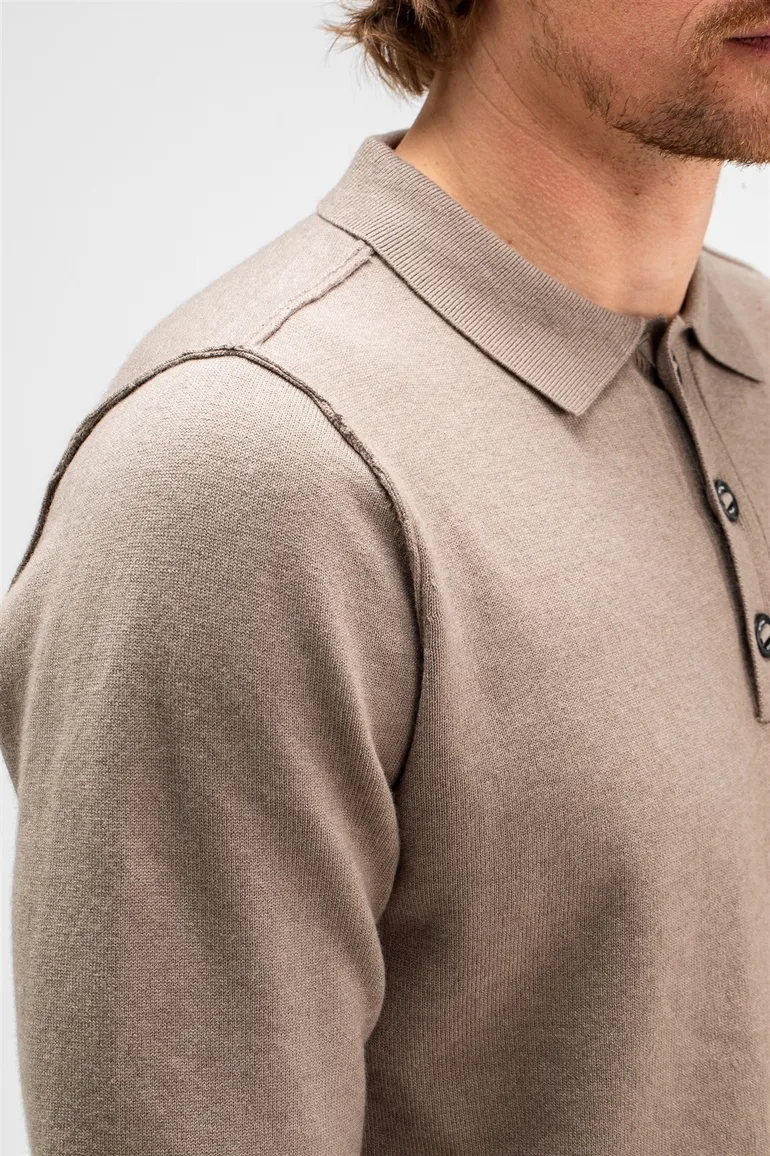 Butcher of Blue polo lange mouw beige