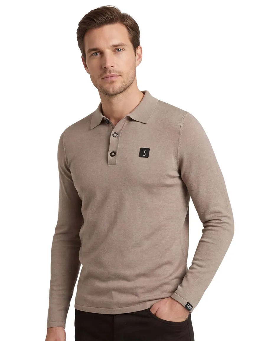 Butcher of Blue polo lange mouw beige