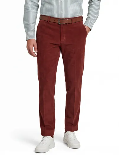 Hiltl Hiltl katoenen broek rood rib effen katoen