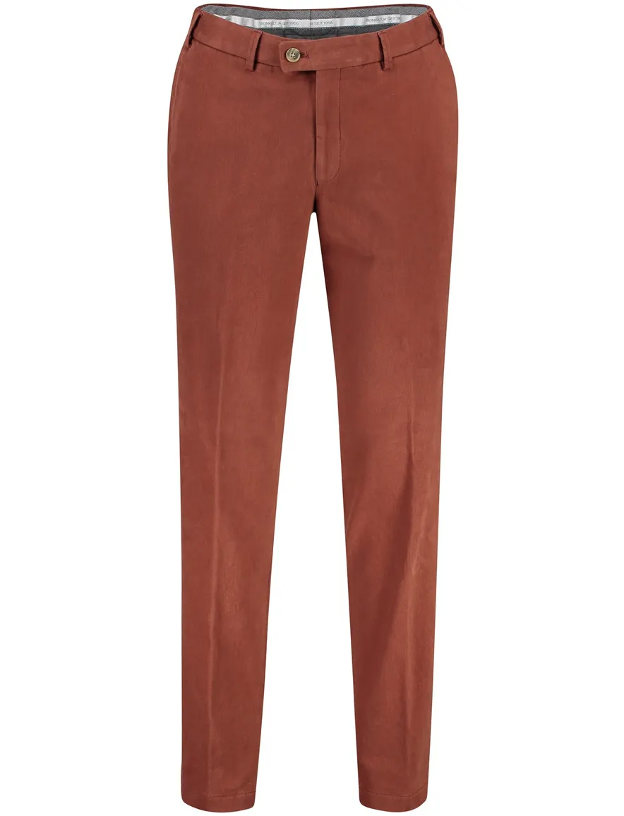 Hiltl katoenen broek rood bruin effen katoen