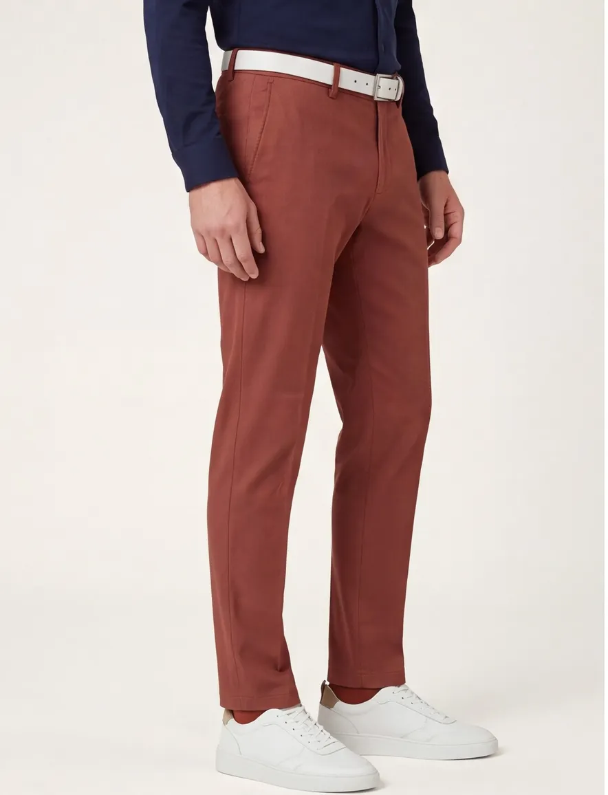 Hiltl katoenen broek rood bruin effen katoen