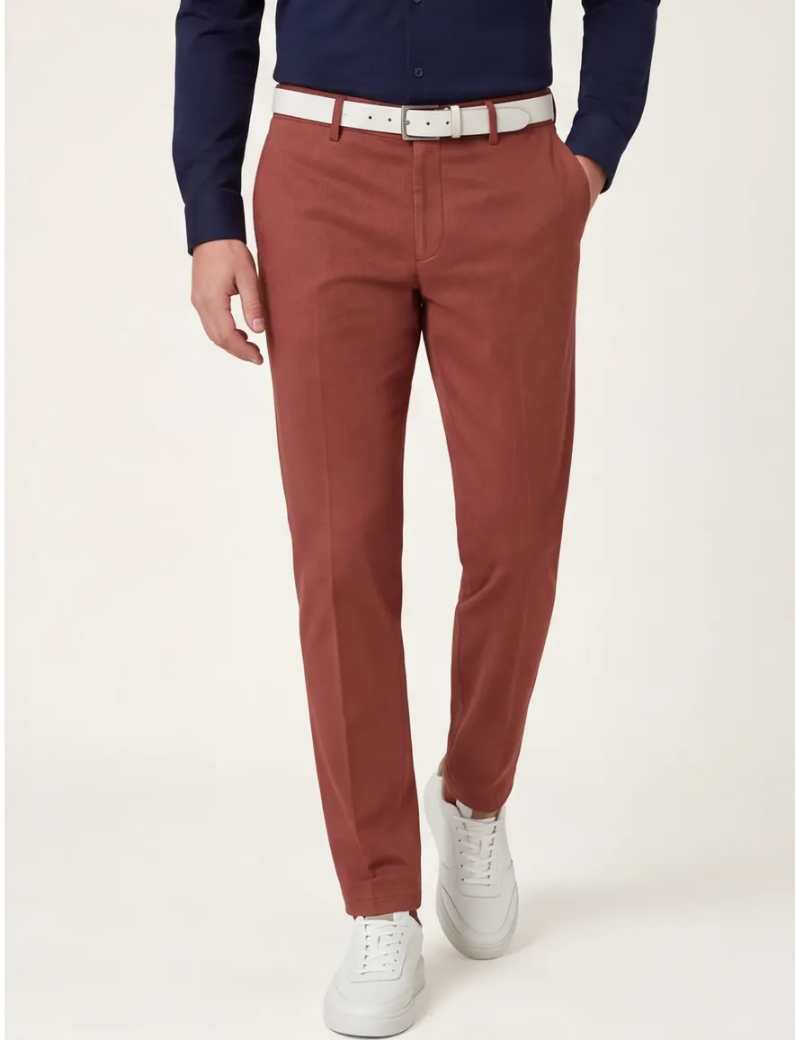 Hiltl katoenen broek rood bruin effen katoen
