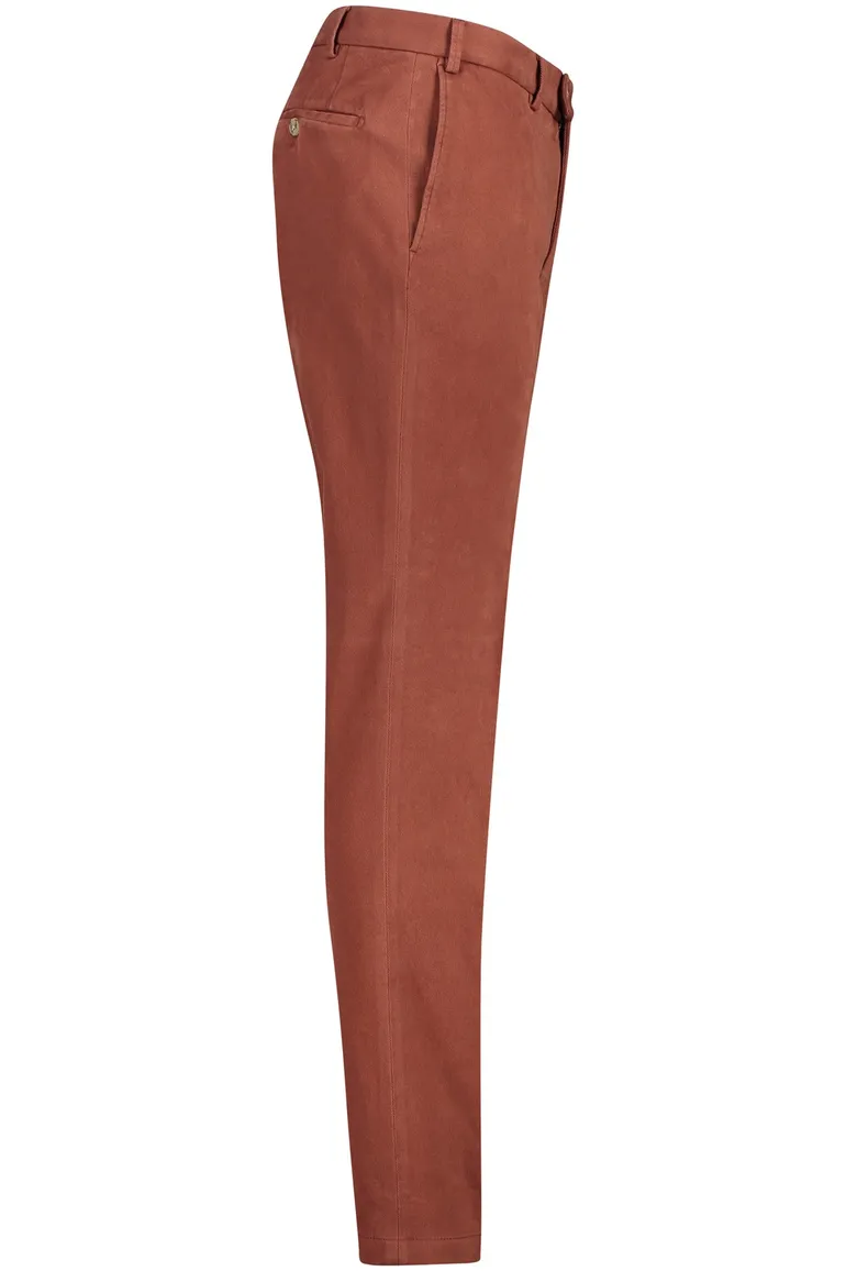 Hiltl katoenen broek rood bruin effen katoen