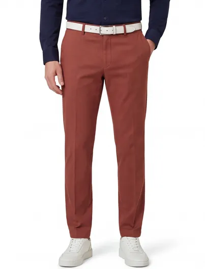 Hiltl Hiltl katoenen broek rood bruin effen katoen