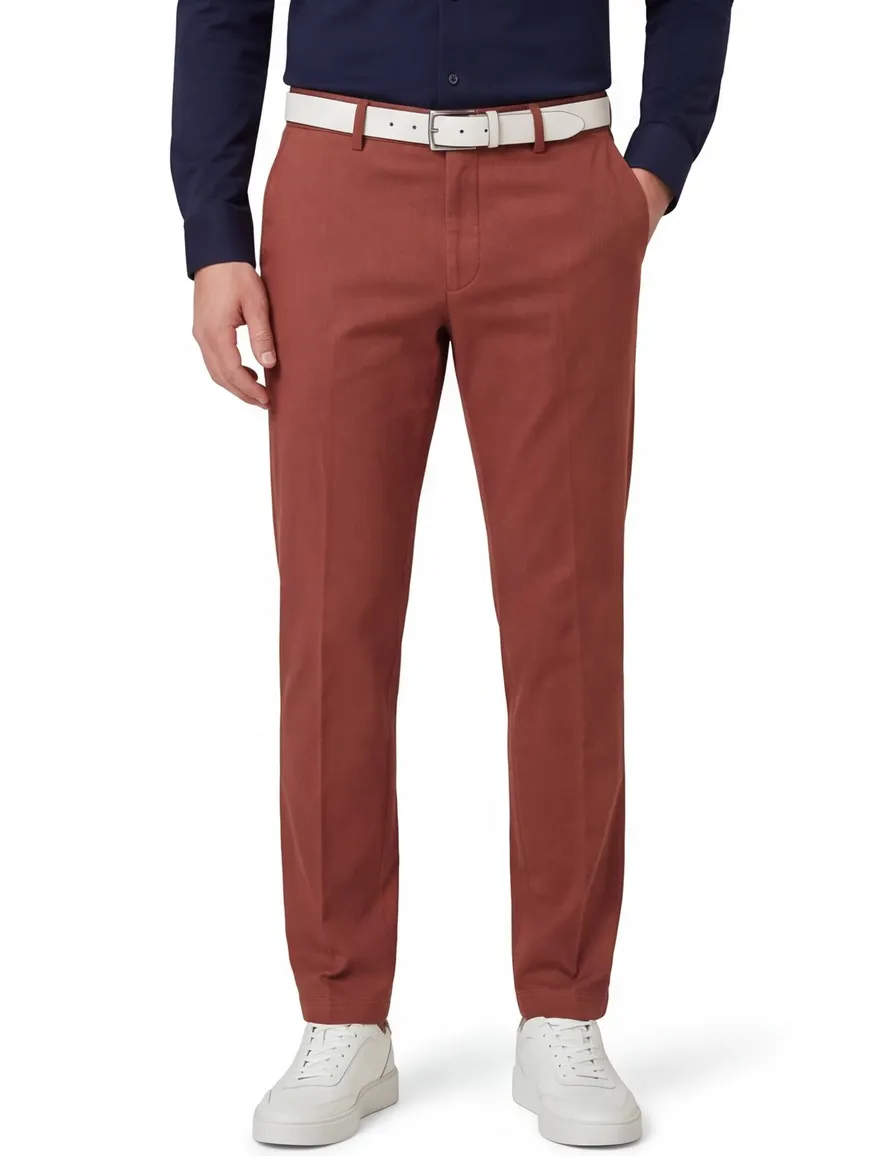 Hiltl katoenen broek rood bruin effen katoen