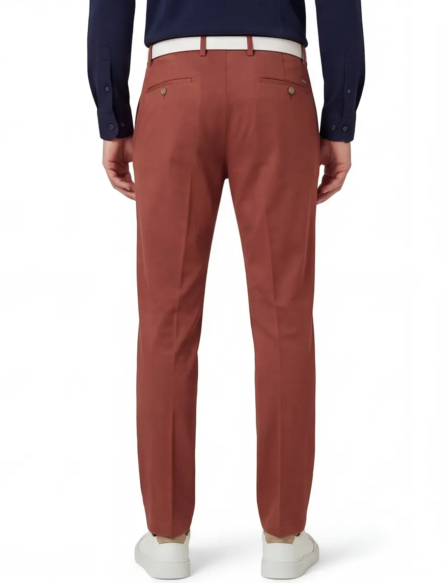 Hiltl katoenen broek rood bruin effen katoen