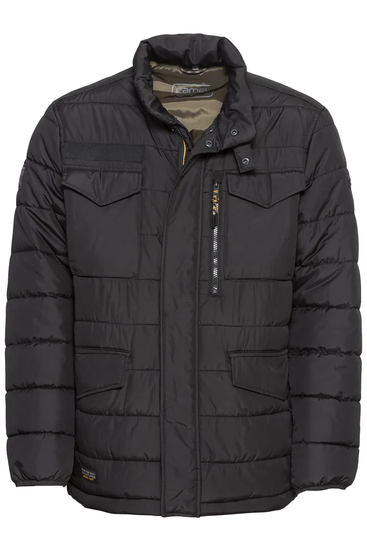 Camel Active winterjas zwart wijde fit effen rits + knoop