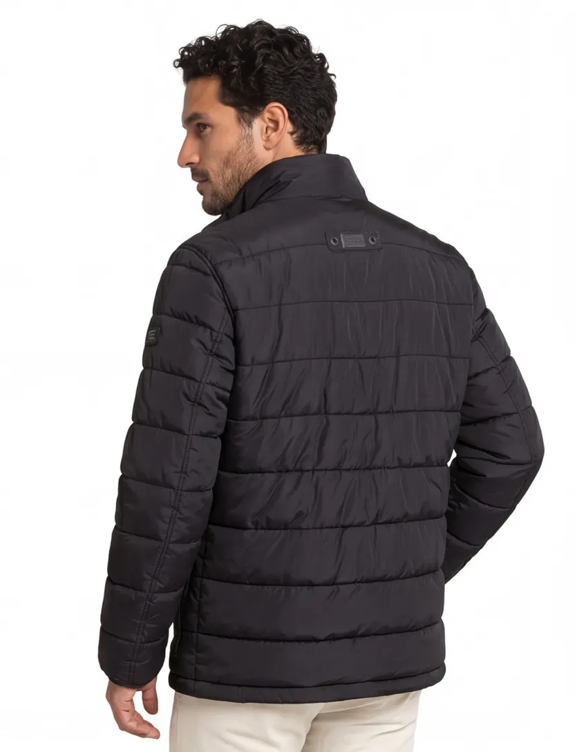 Camel Active winterjas zwart wijde fit effen rits + knoop