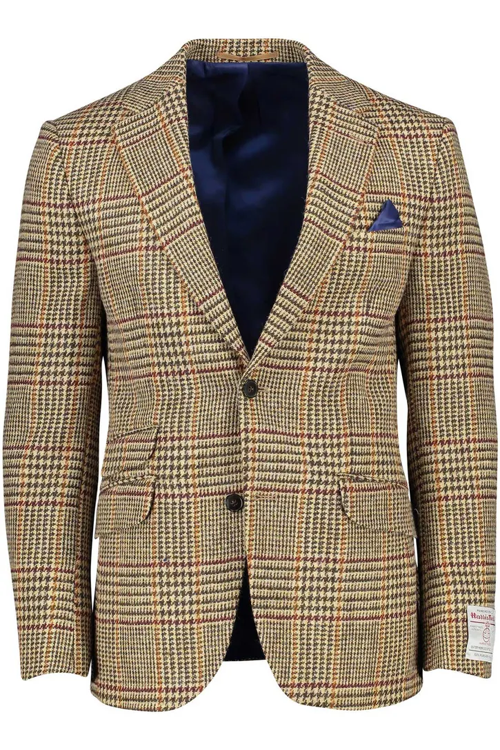 Wellington of Bilmore colbert wol normale fit beige geruit