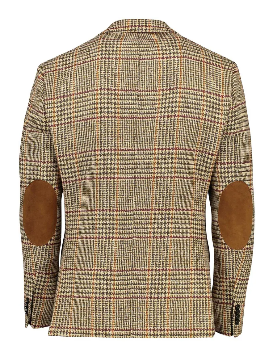 Wellington of Bilmore colbert beige geruit wol normale fit