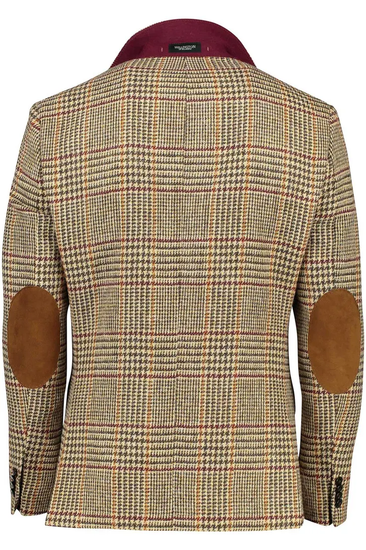 Wellington of Bilmore colbert wol normale fit beige geruit