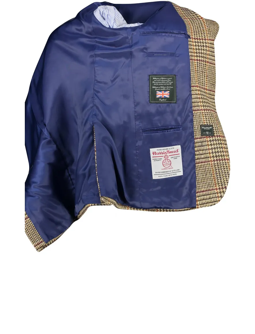 Wellington of Bilmore colbert beige geruit wol normale fit