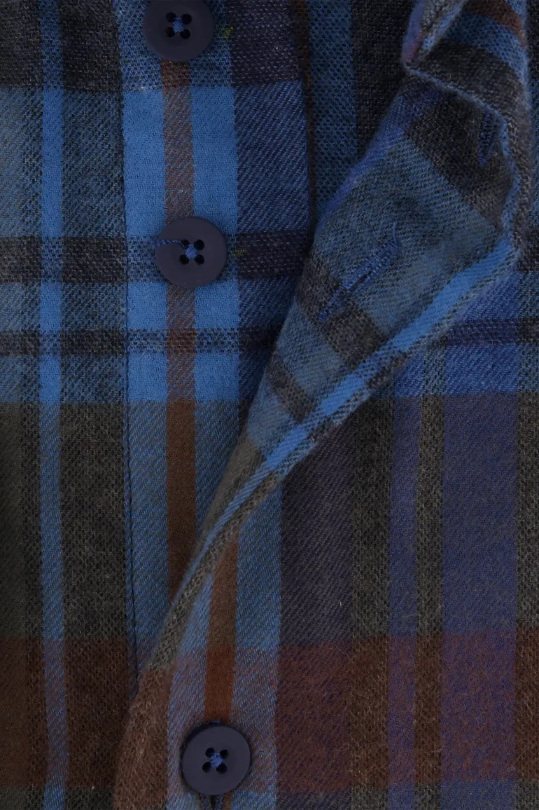 Eden Valley casual overhemd wijde fit blauw geruit katoen
