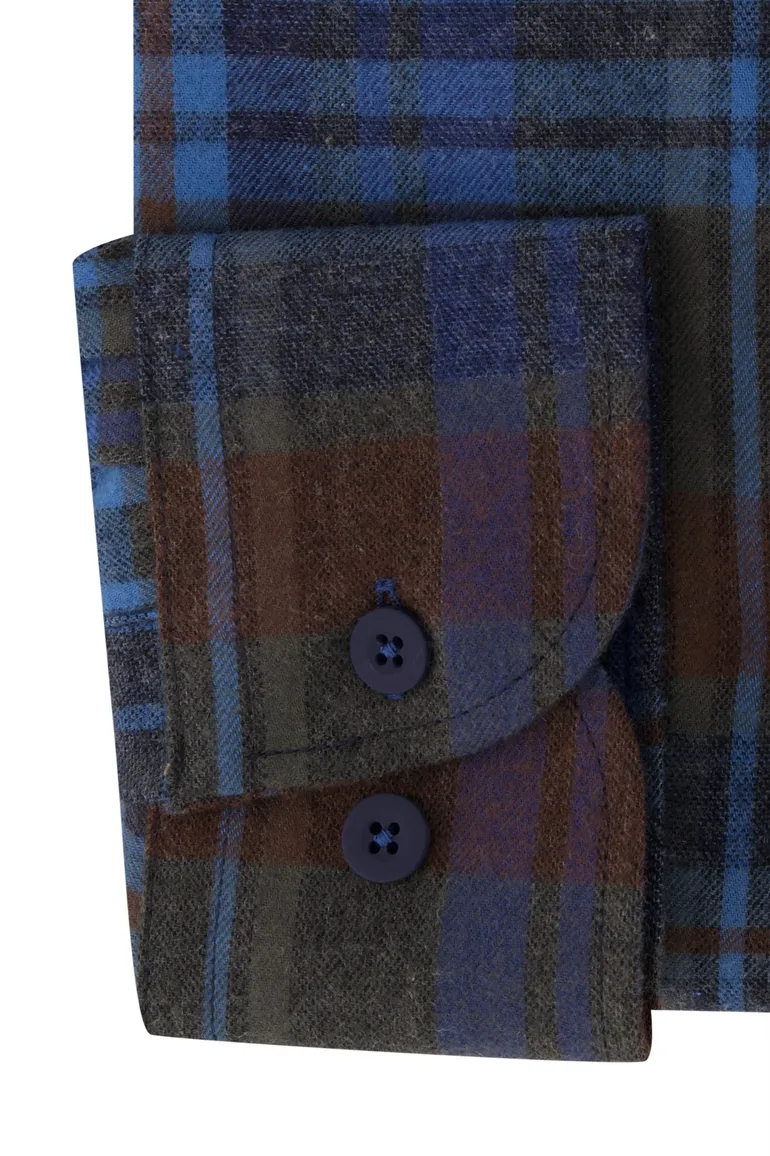 Eden Valley casual overhemd wijde fit blauw geruit katoen