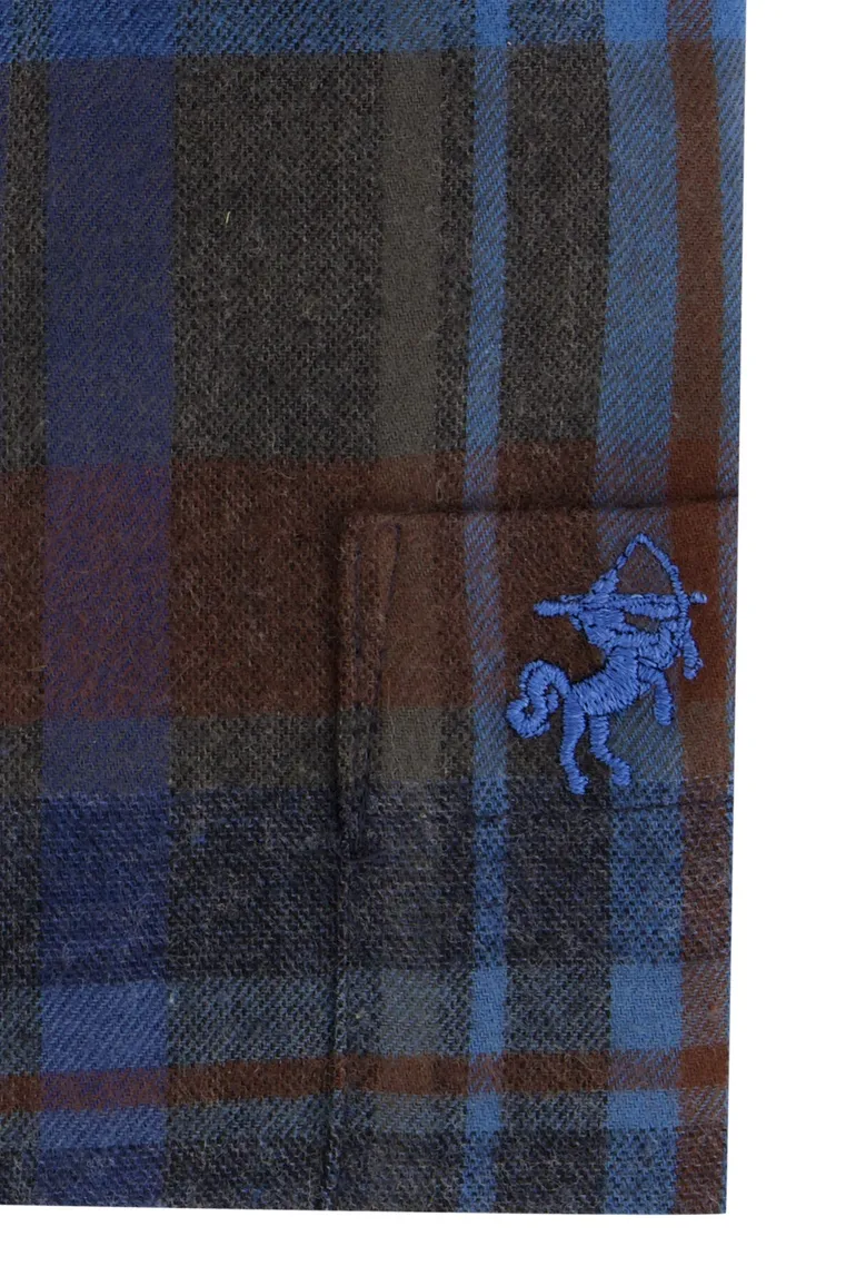 Eden Valley casual overhemd wijde fit blauw geruit katoen