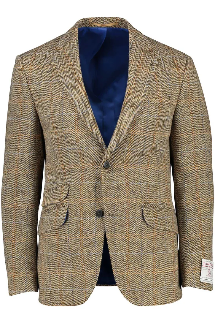 Wellington of Bilmore colbert wol slim fit beige geruit
