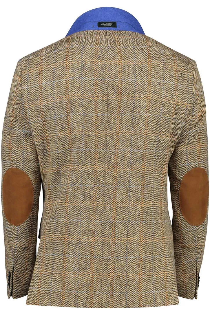 Wellington of Bilmore colbert wol slim fit beige geruit