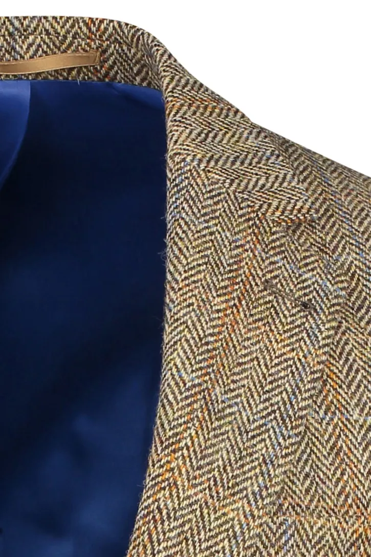 Wellington of Bilmore colbert wol slim fit beige geruit